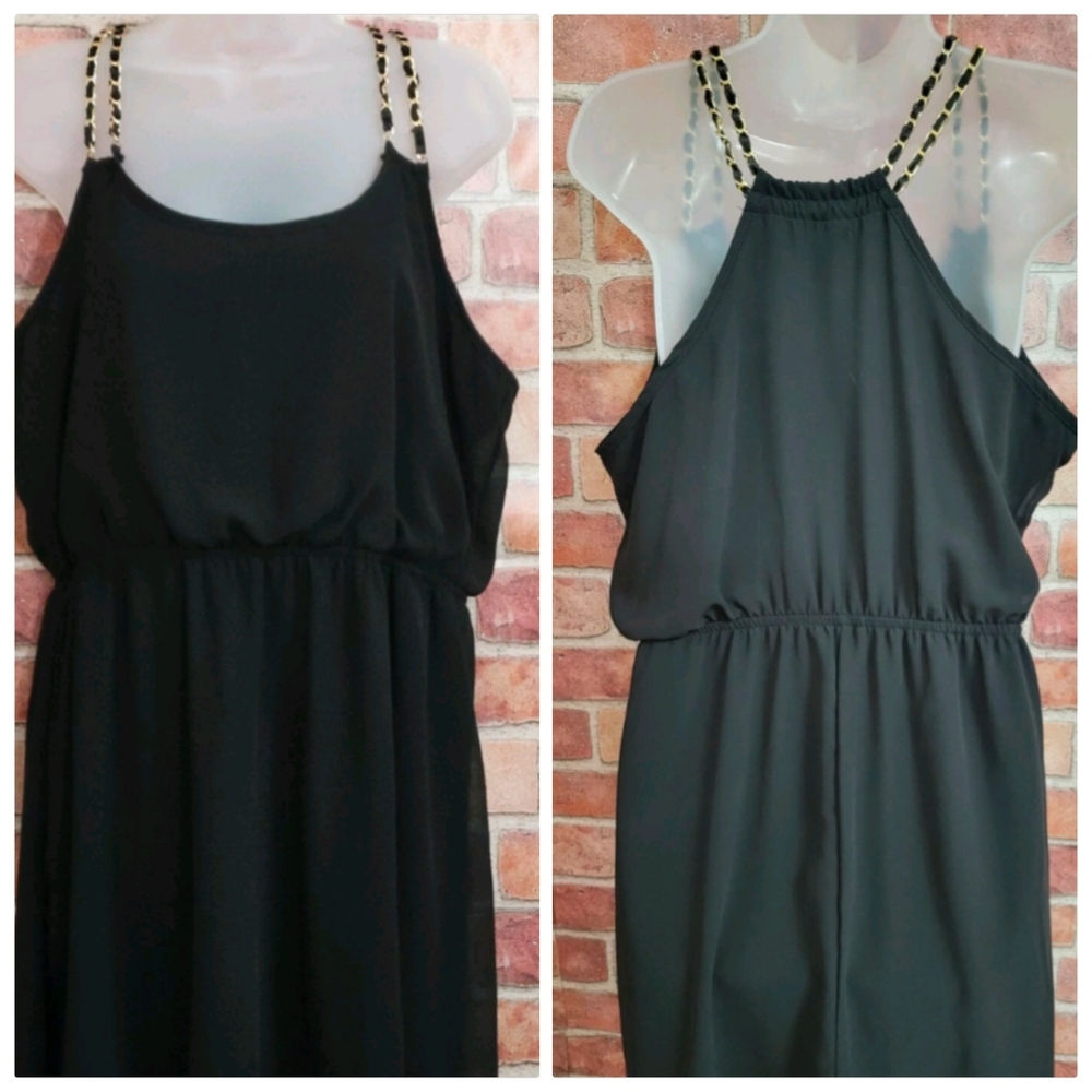 New XL Black Mini Dress Whimsigoth Edgy Punk Strappy Dark Feminine Flattering